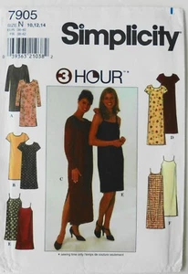 Simplicity 7905 Misses 3 Hour Dresses Slip Dress Sewing Pattern Sz 10-12-14 - Picture 1 of 1