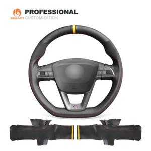 Leather Suede Steering Wheel Cover for Seat Leon ST Cupra Ateca FR Ibiza Cupra - Imagen 1 de 8