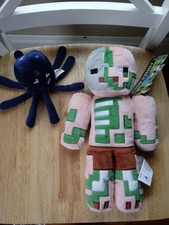 Minecraft Plush Toy LOT OF 2 Zombie Pigman & Blue Squid