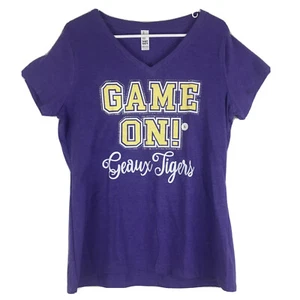 LSU “Game On” Women’s Large T-Shirt Geaux Tigers Bedazzled Sparkle NWT $39.99 - Picture 1 of 6