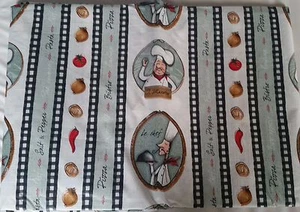 FLANNEL BACK VINYL TABLECLOTH 52" x 90" Oblong (6-8 people), 2 FAT CHEFS by HS - Picture 1 of 11