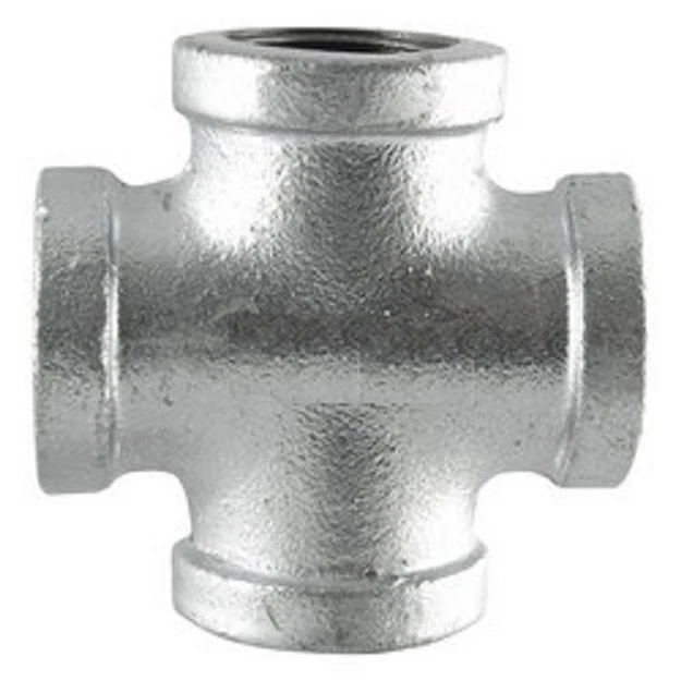 2" GALVANIZED MALLEABLE IRON CROSS 4-way TEE fitting pipe npt - Image 1 of 1