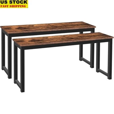 Industrial Dining Benches Set of 2 Multifunctional Rustic Seats Entryway Stool - Image 1 of 4