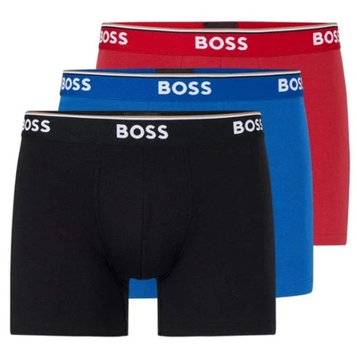 Paquete de 3 calzoncillos boxer eléctricos de algodón para hombre Hugo Boss talla grande Foto 1 de 4