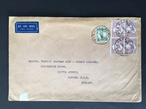 AUSTRALIEN 1939 2/- KÄNGURUS x 4 + 1/- AUF BRIEF NACH LONDON - Bild 1 von 2