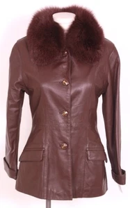 COMPELA Ladies Leather Jacket with Detachable Fox Collar SZ S US SZ 4 - Picture 1 of 6