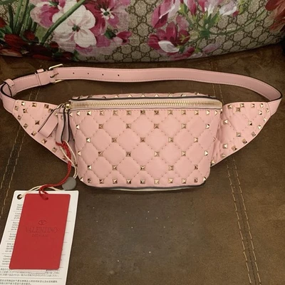 Bolso de cinturón de cuero acolchado Valentino Rockstud Spike nuevo con etiquetas, talla 85 Foto 1 de 4