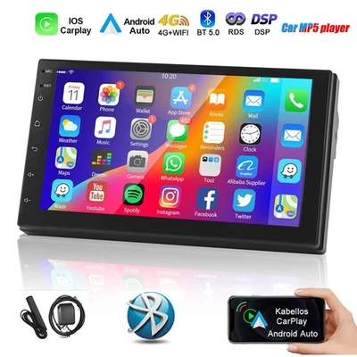 7" Doppel 2 DIN 6+128GB Android 14 Autoradio GPS Navi Bluetooth WiFi FM AUX MP5 - Bild 1 von 4