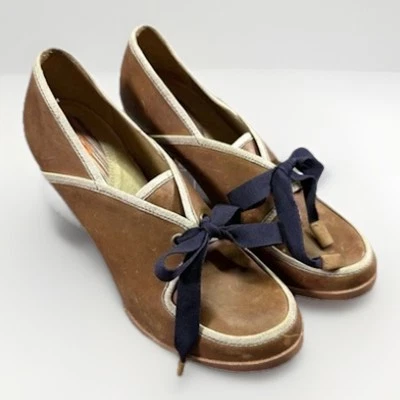 Trippen Florence Brown Leather Heels – Size 8 US / 39 EU – Unique Lace-Up Design - Image 1 of 4