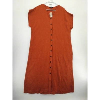 Vestido Madewell marrom Lightspun fácil midi 100% algodão tamanho XL - Imagem 1 de 4