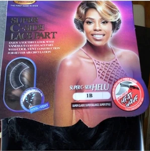 Vanessa Super C Side HELU Lace Part Synthetic Hair Full Wig -1B - off Black - Picture 1 of 6