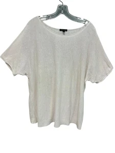 Top tejido manga corta Eileen Fisher talla XL blanco roto lino orgánico algodón cuadrado - Imagen 1 de 11
