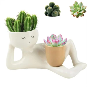 Smily Face Planter Pot - Cute Resin Head Planters Pots - Unique Figure Succulent - Picture 1 of 12