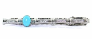 2 3/5 INCH NATURAL OVAL TURQUOISE SLEEPING BEAUTY CAB TIE CLIP TIE BAR EBS7692 - Picture 1 of 2