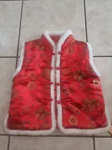 Like New Boy Chinese New Year Asian Red Traditional Costume Satin sz 4 Vest - Foto 1 di 4