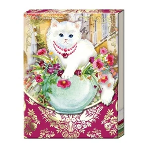 Punch Studio Kitten & Vase of Flowers Pocket Notepad 75 Printed Sheets 3" x 4" - Picture 1 of 3