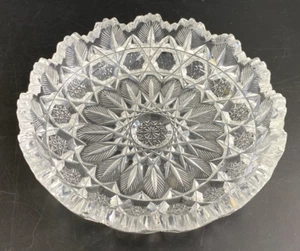 Antike amerikanische Brillantschliff Glas Schale Süßigkeiten Schmuck Kristall Jakobsmuschel Sägezahn - Bild 1 von 15