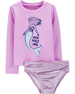 OSHKOSH B'GOSH 3T Lentejuelas Sirena 2 piezas Juego de natación Rashguard nuevo con etiquetas Foto 1 de 2