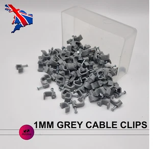 CLIPS DE CABLE PLANOS 100X GRISES 1MM DOBLE Y TIERRA CLIPS + CLAVOS T&E - Imagen 1 de 3