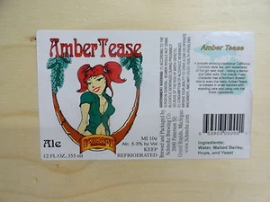 SEXY RED HEAD GIRL AMBER TEASE BEER LABEL WOOD CRATE PANEL WP-14 - Picture 1 of 3