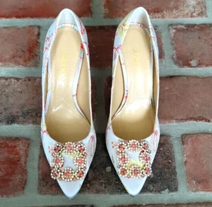 J. Renee Womens Bilboa Ivory / Cream Rhinestones Pumps Shoes 11 W Floral Garden - Picture 1 of 9