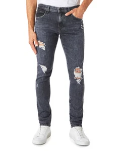 Pantalones de mezclilla para hombre marca J Mick 32" negros desgastados ajustados L91719 talla 31 - Imagen 1 de 3