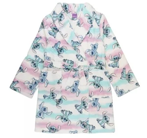 Toddler Girls Disney's Lilo & Stitch Aqua/Pink/White Stitch Fleece Robe Size 4 - Picture 1 of 4
