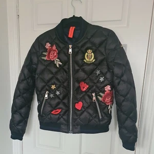Milestone Women's Quilted down Jacket Black with flower embroidery small - Picture 1 of 9