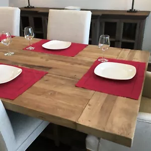 6er-Pack - rote Tischsets mit Saumstichen - 14 x 20 Zoll - 55/45 Leinen Baumwollmischung - Bild 1 von 4