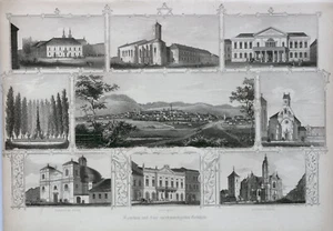 Eslovaquia: hoja de recuerdo Kaschau (Kosice), grabado en acero real alrededor de 1850 - Imagen 1 de 2