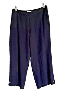 Tommy Bahama Women's Sz 6 100% Silk Wide Leg Capri Length Pants Black Pull On - Picture 1 of 11