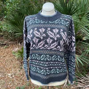 Vintage 90s Fairy Kei Gray Pastel Sweater Pink Blue Kawaii Separate Issue Size L - Picture 1 of 9