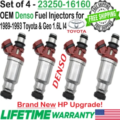 Nuevos inyectores de combustible Denso OEM 4 piezas HP Upgrade para Toyota & Geo Prizm I4 1989-1993 Foto 1 de 4