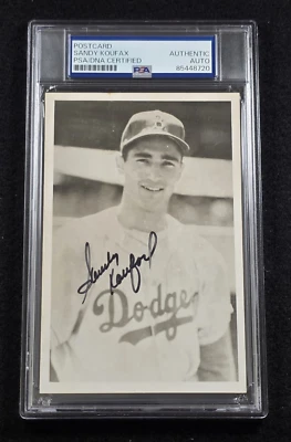 SANDY KOUFAX Signed Real Photo Postcard-HOF-LOS ANGELES DODGERS-PSA - Image 1 of 4
