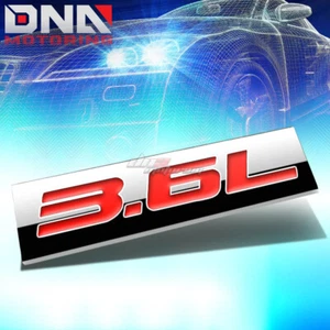 ALUMINUM STICK ON POLISHED CHROME RED 3.6L 3.6 L DECAL EMBLEM TRIM BADGE LOGO - Picture 1 of 3