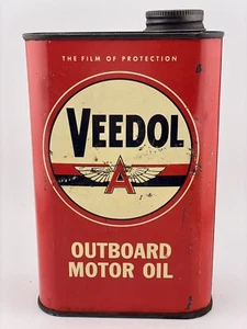 Vintage Veedol Flying A Outboard Motor Oil Can Petroliana Advertising Empty - Picture 1 of 11