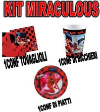 KIT FESTA miraculous LADY BAG PIATTO, TOVAGLIOLO addobbi tavola set compleanno