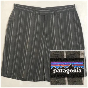 Sz 36 37x10 PATAGONIA Mens Flat Front Textured Gray Organic Cotton Casual Shorts - Picture 1 of 7