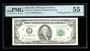 DBR 1990 $100 FRN San Francisco Fr. 2173-L PMG 55 Serial L27120602B - Picture 1 of 2