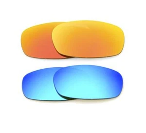 NEW POLARIZED CUSTOM FIRE/BLUE LENS FOR OAKLEY SQUARE WIRE 2.0 SUNGLASSES - Picture 1 of 7