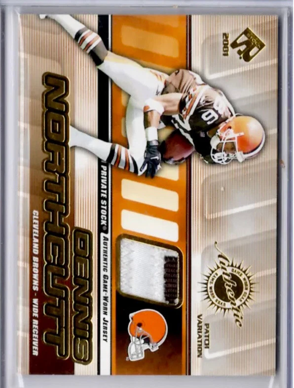 2001 PACIFIC PRIVATE STOCK DENNIS NORTHCUTT NFL GAME-WORN PATCH RELIC #31/200 - Image 1 of 2