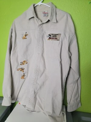 Винтажная вельветовая вышивка Walt Disney Store Mickey Mouse Playful Pluto на пуговицах - Изображение 1 из 4