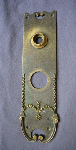 ANTIQUE SOLID BRONZE EXTERIOR DOORKNOB BACKPLATE W SWAGS ARCHED TOP Cover