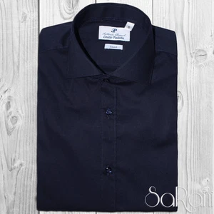 Camisa Hombre Casual Básica Algodón Sólido Azul Manga Larga Slim Fit SARANI - Imagen 1 de 3