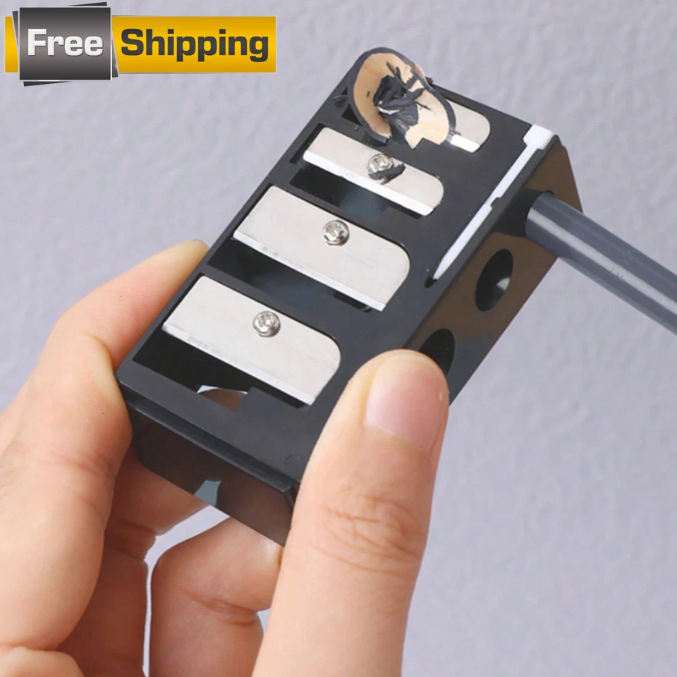 Black 4-Hole Eyeliner & Eyebrow Pen Sharpener - Multi-Functional Rolling Tool - Image 1 of 4