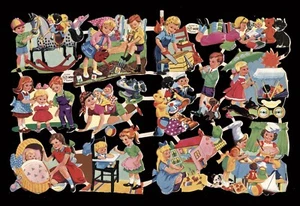 #63596 Proyectos infantiles. Juego de 8 cromos ingleses vintage para diario infantil - Imagen 1 de 2