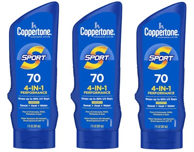 Coppertone Sport Sunscreen Lotion, SPF 70 Sunscreen, 7 fl oz - Pack of 3 - Image 1 of 4