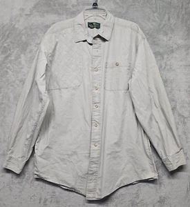 Orvis Shirt Mens Sz Large Gray Quilted Hunting Safari Shooting Roll Tab Sleeve - Picture 1 of 15