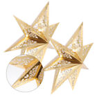 7 Pointed Star Paper Lamp Shade Ceiling Hanging Lantern - 2pcs Gold-OX