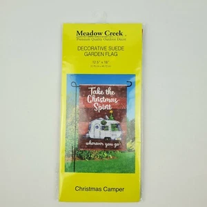 Meadow Creek Garden Flag Christmas Air Stream Camper Take Trailer Wherever 18" - Picture 1 of 4